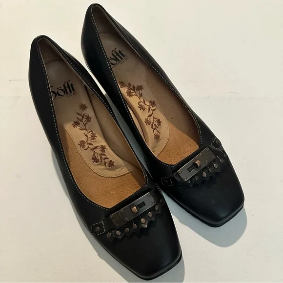 Sofft Kitten Heel Pump Kiltie Horse Bit Black Leather Size 8.5 Classic - Picture 2 of 11